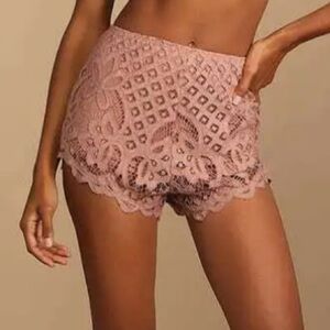 Free People Adela Lace Shorts in Rose Pink